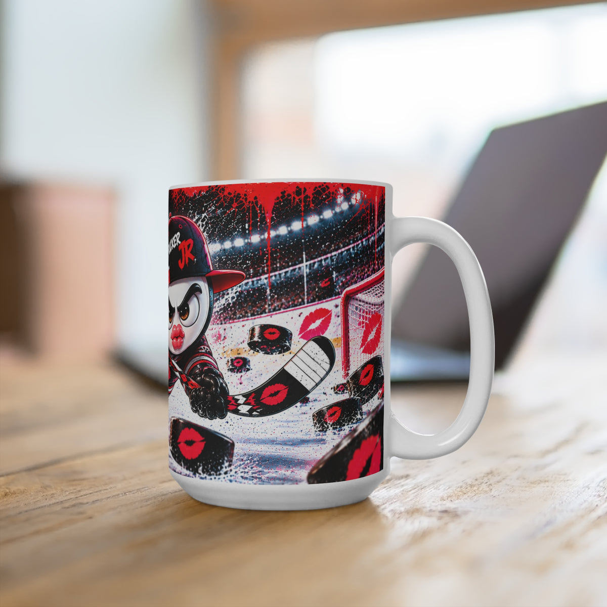15oz Fierce Hockey Pucker Jr Mug – Retro Rink Mascot Coffee Cup