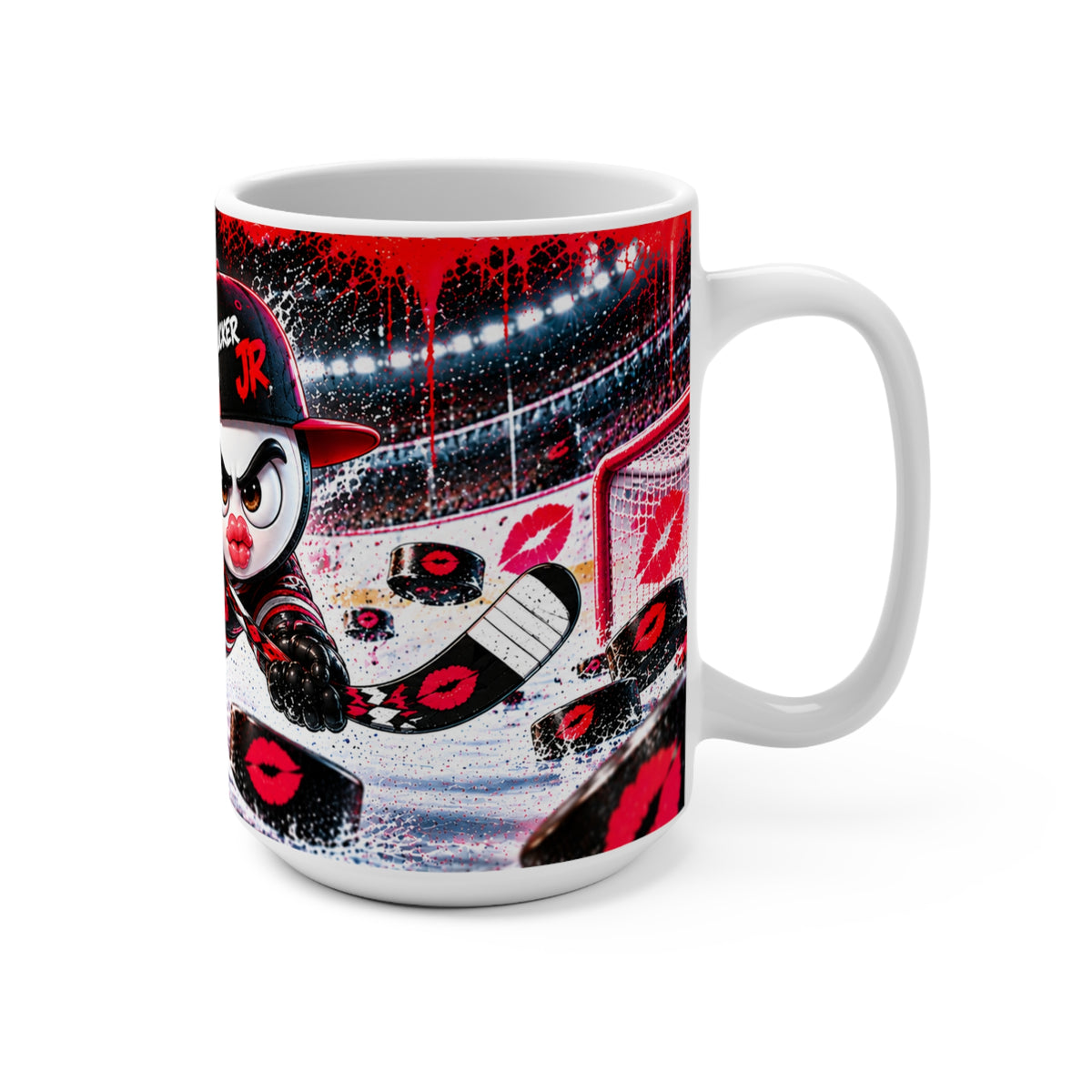 15oz Fierce Hockey Pucker Jr Mug – Retro Rink Mascot Coffee Cup