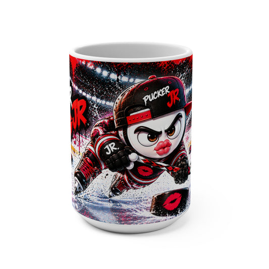 15oz Fierce Hockey Pucker Jr Mug – Retro Rink Mascot Coffee Cup